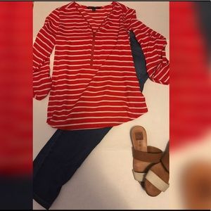 Red & white striped blouse